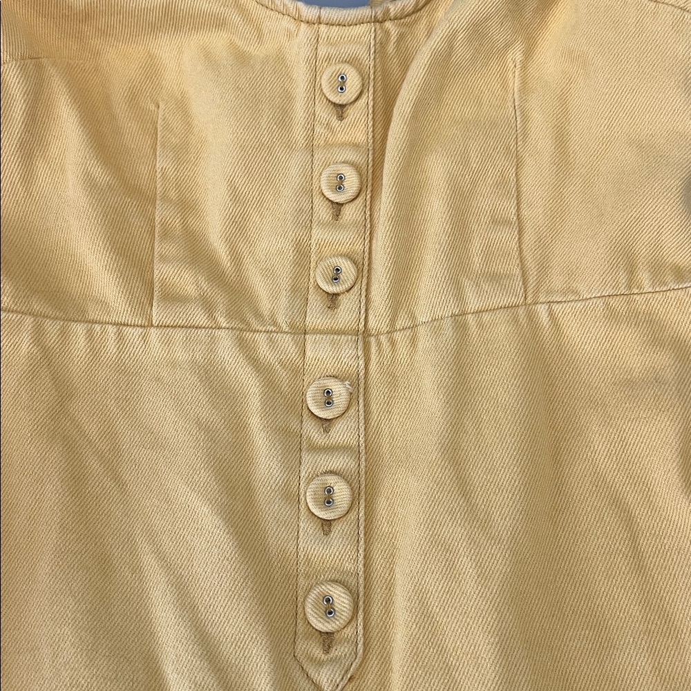 Urban Outfitters Denim Faux Button Front Jumpsuit Yellow Size XS - Picture 5 of 9